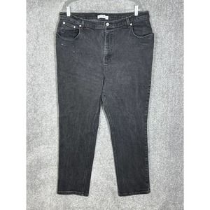 Tommy Hilfiger High Waist Jeans Womens Size 22 Stretch Black Denim Straight Leg‎